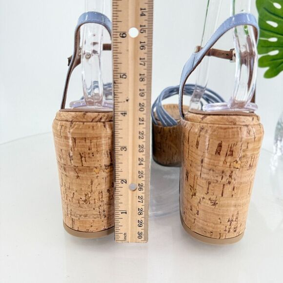 Aquatalia Elene Sandals Women's 10 Blue Leather Platform Cork Slingback Chunky - Picture 7 of 15
